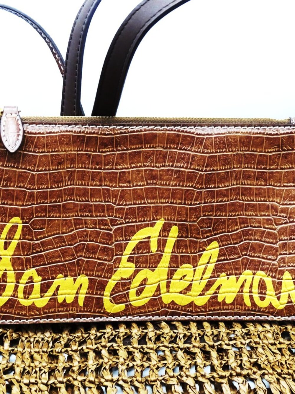 SAM EDELMAN Lizzie Raffia Tote in Dark Brown Color - Picture 4 of 7